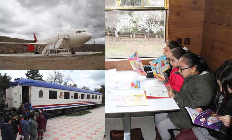 Turken bouwen trein en vliegtuig om tot bibliotheek voor kinderen