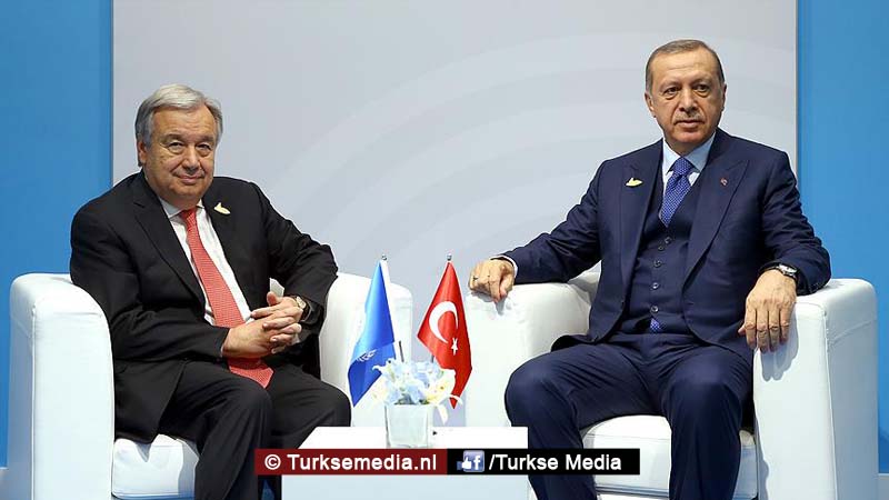 Erdoğan spreekt Guterres over Palestina en Syrië, VN vraagt Turkije verdere steun