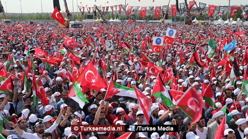 Half miljoen Turken bijeen voor Palestina: ‘Verenig je tegen zionisten’