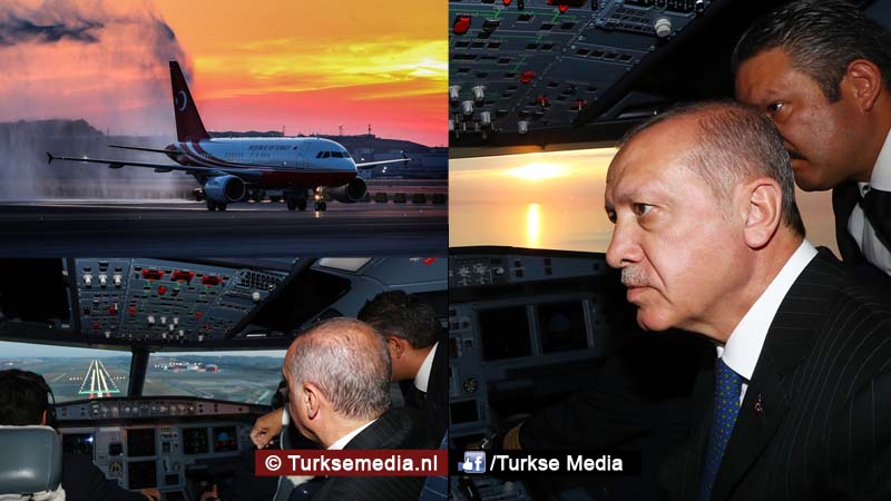 Erdoğan landt als eerste op grootste luchthaven ter wereld Turkije