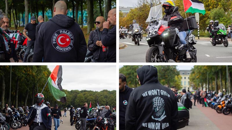 Honderden motorrijders demonstreren in Den Haag voor Palestina